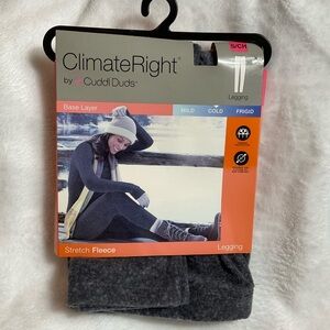 Cuddle Duds Climate Right Base Layer Grey Leggings Sz S